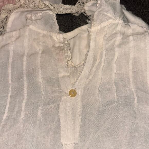 Victorian Girls Dress & Bib Handmade With Delicate Lace Trim & Embroidery - Picture 7 of 9